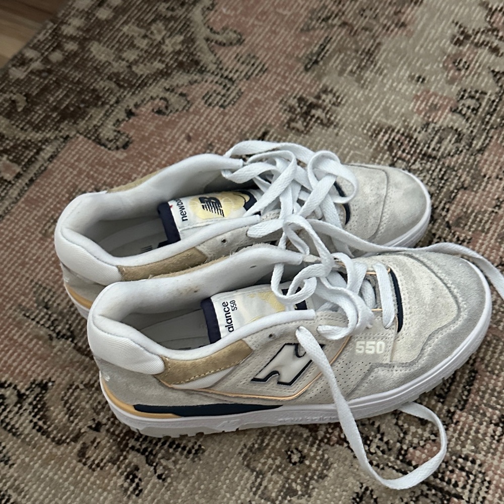 New Balance Kids White and Gold 550 Sneakers
